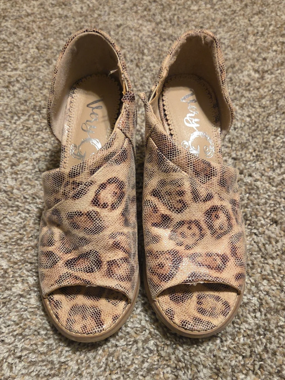 VERY G Leopard Print Peep-Toe Wedge